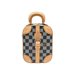 LOUIS VUITTON Valisette Vertical Damier Navy Blue Gray 2way Shoulder Bag